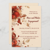 Editable Red Autumn Flowers Engagement Einladung (Vorne/Hinten)