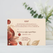 Editable Red Autumn Flowers RSVP Card (Stehend Vorderseite)