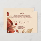 Editable Red Autumn Flowers RSVP Card (Vorne/Hinten)