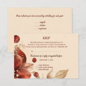 Editable Red Autumn Flowers RSVP Card Karte (Vorne/Hinten)