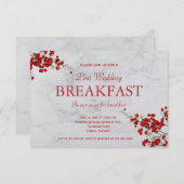 Editable Red Berries Gray Marble Frühstück RSVP Karte (Vorne/Hinten)