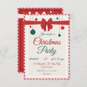 Editable Red Bow Holiday Gathering Invitation Einladung (Vorne/Hinten)