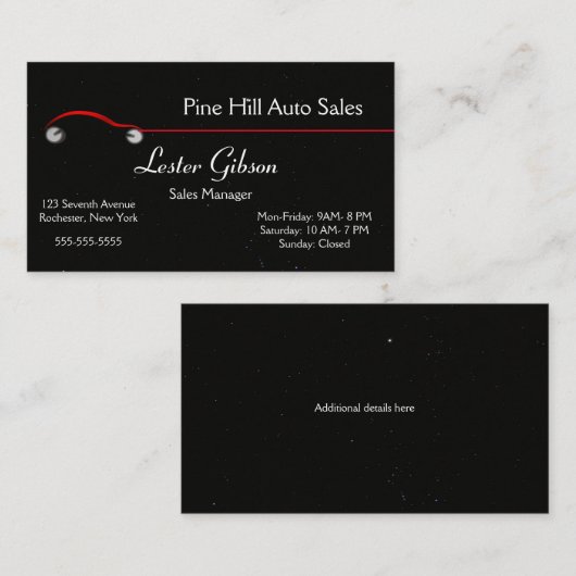 Editable Red Car gegen eine stürmische Nacht Hinte Visitenkarte (Vorne/Hinten)