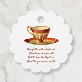 Editable Red Tee Cup Across Miles Tea Beutel Geschenkanhänger