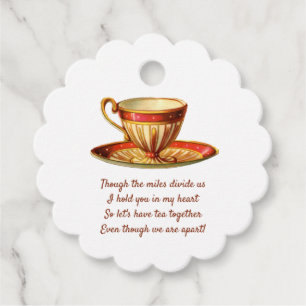 Editable Red Tee Cup Across Miles Tea Beutel Geschenkanhänger