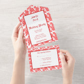 Editable Red White Peppermint All in one Einladung (Abreißen)