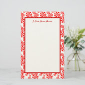 Editable Red White Peppermint Pattern Holiday Briefpapier (Stehend Vorderseite)