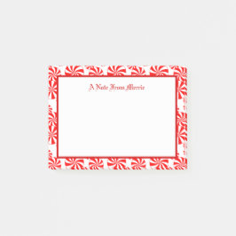 Editable Red White Peppermint Pattern Holiday Post-it Klebezettel