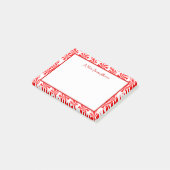 Editable Red White Peppermint Pattern Holiday Post-it Klebezettel (angewinkelt)