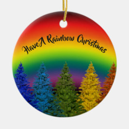 Editable Regenbogen-Weihnachtsbaum Keramik Ornament