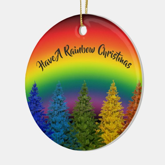 Editable Regenbogen-Weihnachtsbaum Keramik Ornament (Links)