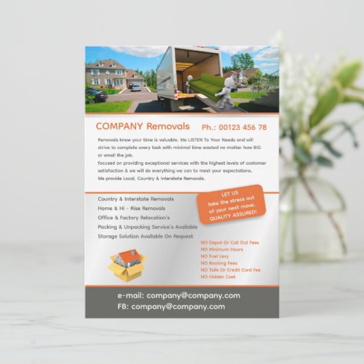 Editable Removal Services Flyer Template Einladung (Stehend Vorderseite)