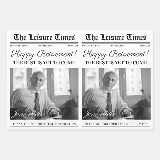 Editable Retirement Newspaper Blume Bouquet Geschenkpapier Set (Vorderseite 3)