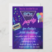 Editable Retro 80er Birthday Party Einladung (Vorderseite)