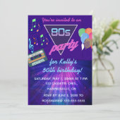 Editable Retro 80er Birthday Party Einladung (Stehend Vorderseite)