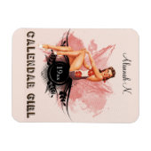 Editable Retro Calendar Girl Magnet (Horizontal)