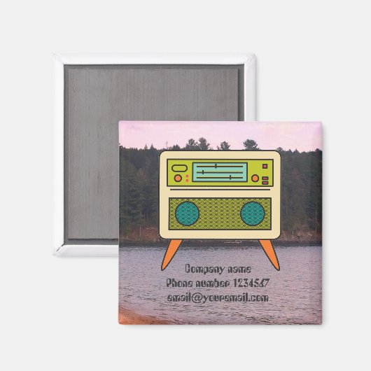 Editable Retro Radio Magnet für Branding (Vorderseite/Rückseite)