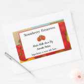 Editable Retro Strawberry Farm Canning Labels Rechteckiger Aufkleber (Umschlag)