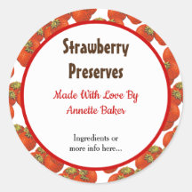 Editable Retro Strawberry Muster Canning Labels