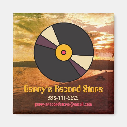 Editable Retro Vinyl Magnet für Branding (Vorne)