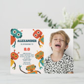 Editable Robot Birthday Einladung für Kinder (Stehend Vorderseite)