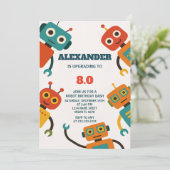 Editable Robot Birthday Einladung für Kinder (Stehend Vorderseite)