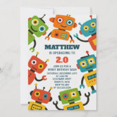 Editable Robot Birthday Invite Einladung (Vorderseite)