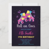 Editable Roller Skate Party Einladung für Mädchen (Vorderseite)