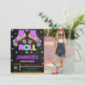 Editable Roller Skaten Birthday Foto Einladung (Stehend Vorderseite)