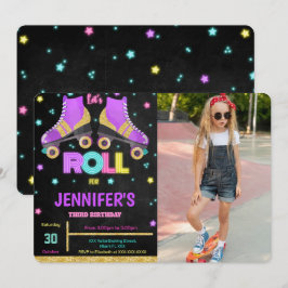 Editable Roller Skaten Birthday Foto Einladung