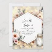 Editable Romance Mason Jar Wedding Save The Date (Vorderseite)