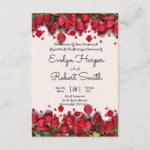 Editable Romantic Red Floral Wedding Einladung