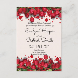 Editable Romantic Red Floral Wedding Einladung