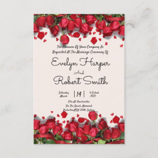 Editable Romantic Red Floral Wedding Einladung