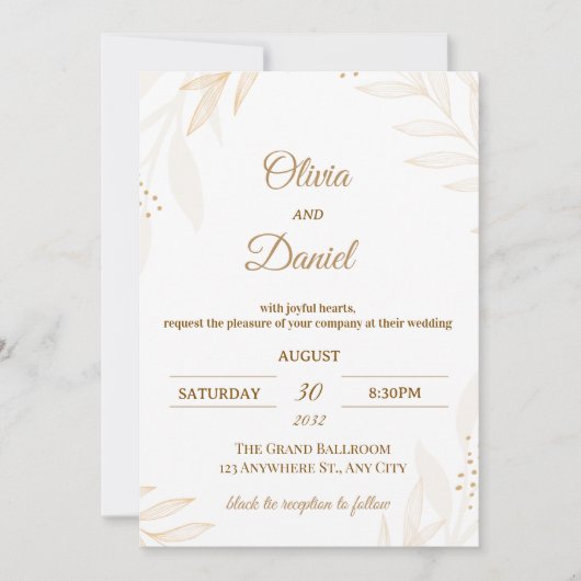 Editable Romantic Wedding Invitation  Einladung (Vorderseite)