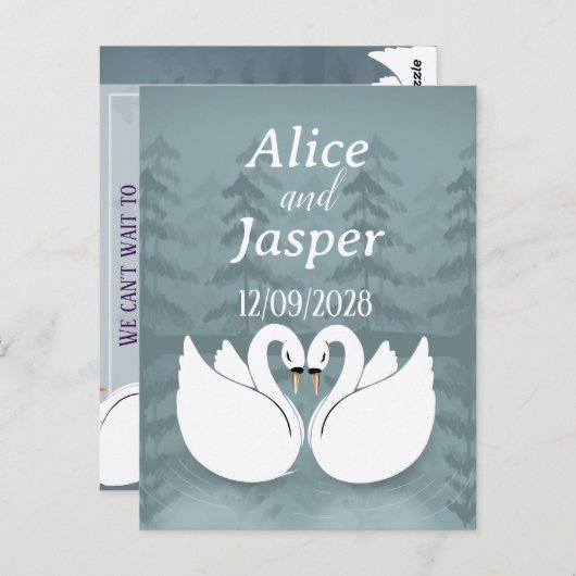 Editable Romantische und elegante Hochzeitsaufkleb Postkarte (Vorne/Hinten)