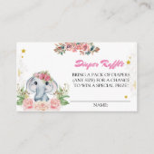 Editable rosa Blume Elephant Diaper Raffle Ticket Begleitkarte (Vorderseite)