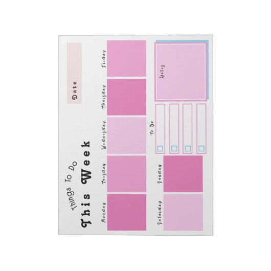 Editable rosa Weekekekly Planner Notepad Notizblock (Rotiert)