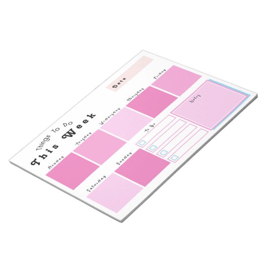 Editable rosa Weekekekly Planner Notepad Notizblock (angewinkelt)