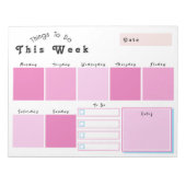 Editable rosa Weekekekly Planner Notepad Notizblock (Vorderseite)