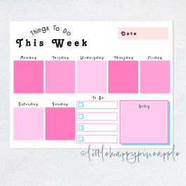 Editable rosa Weekekekly Planner Notepad Notizblock