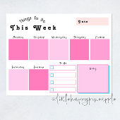 Editable rosa Weekekekly Planner Notepad Notizblock