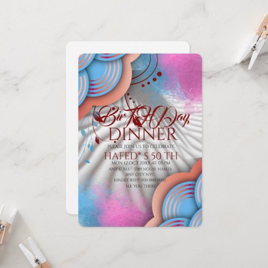 Editable Royal Blue Birthday Invasion for Men, P Einladung (Vorderseite/Rückseite Beispiel)