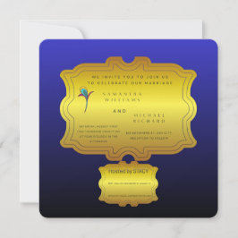 Editable Royal Blue Elegant Wedding Invite | Custo Einladung