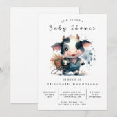 Editable Rustic Fun Cow Baby Dusche Einladung (Vorne/Hinten)