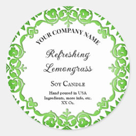 Editable Rustic Green Floral Vintage Candle Label  Runder Aufkleber