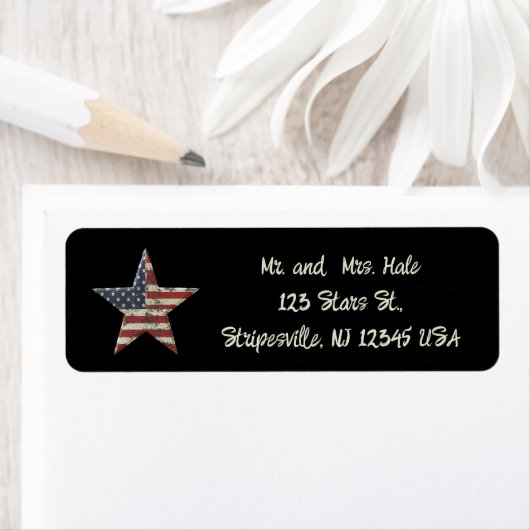 Editable Rustic Patriotic Flag Star Return Address (Insitu)