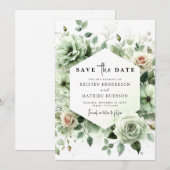 Editable Rustic Romance Sage Green Wedding Save The Date (Vorne/Hinten)