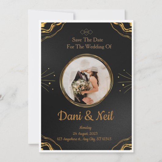 Editable Rustic Wedding Einladung Set & RSVP Bund (Vorderseite)