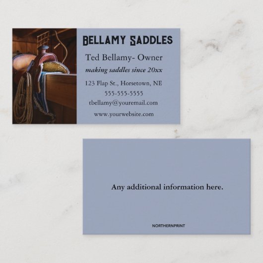 Editable Saddle Making Visitenkarte (Vorne/Hinten)